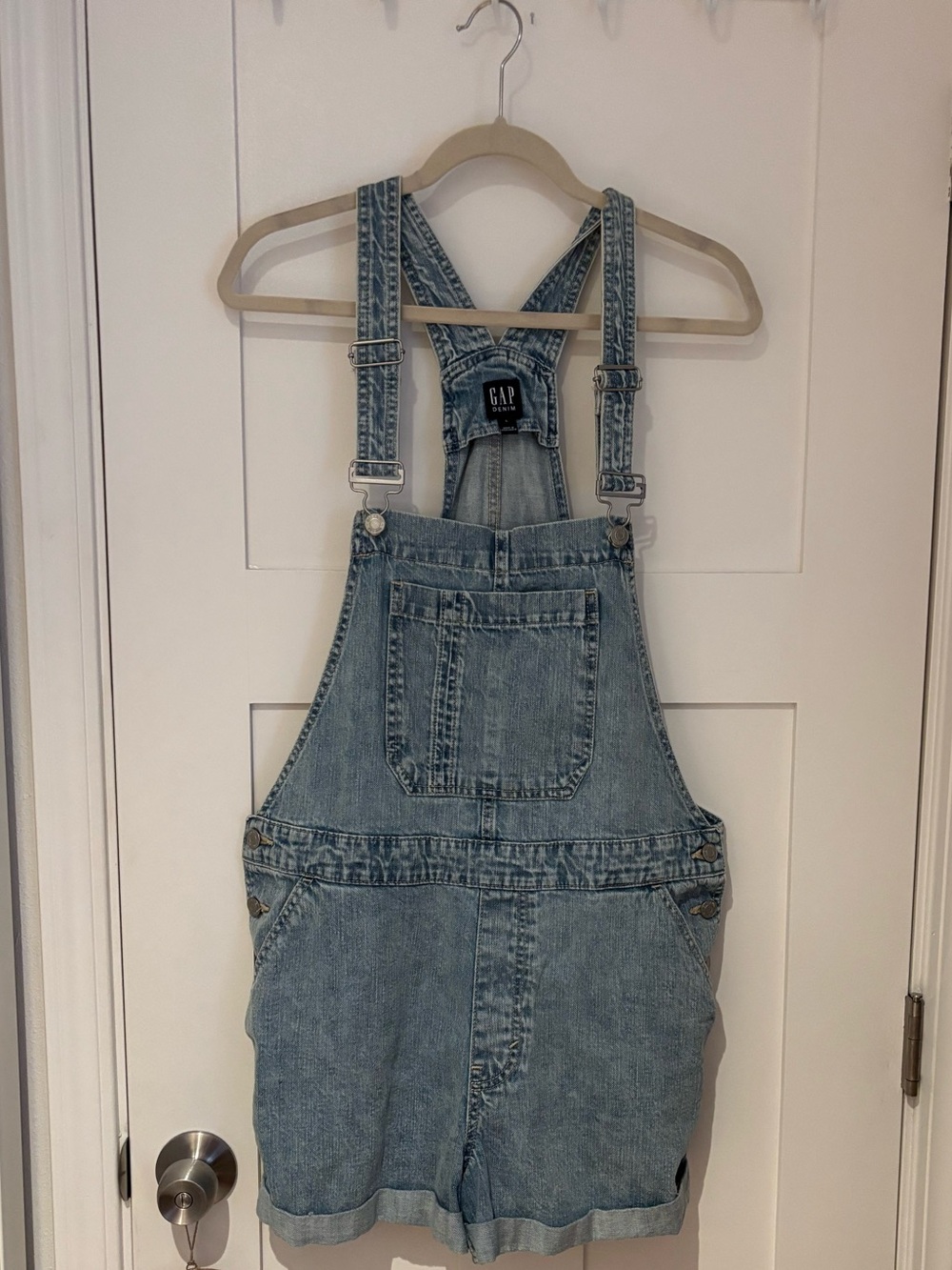 GAP Light Blue Denim Shortalls with Front Bib Pocket